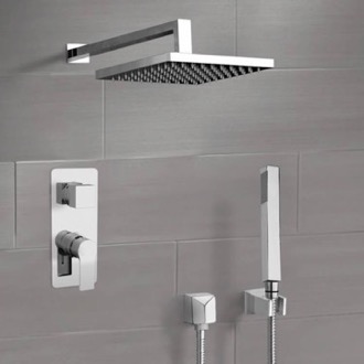 Shower Faucet Chrome Shower System With Rain Shower Head and Hand Shower Remer SFH88